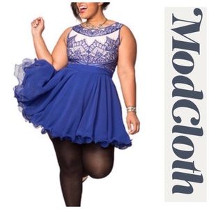 ModCloth Chi Chi London Royal Blue & Lace Dress 24